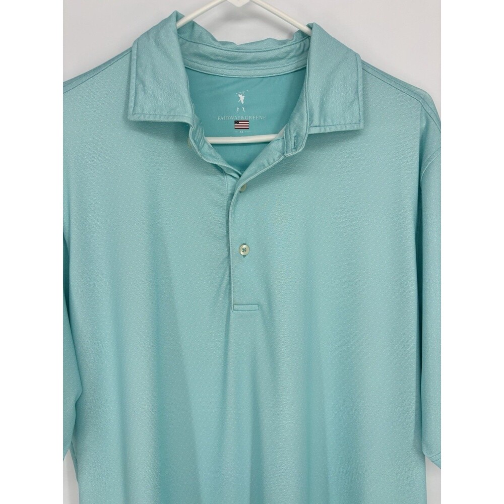 Fairway & Greene Polo Shirt Mens XL Aqua Golf Performance Stretch Made USA